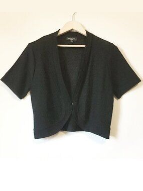 Notations Black Pointelle Knit Bolero Shrug PXL Whimsigoth